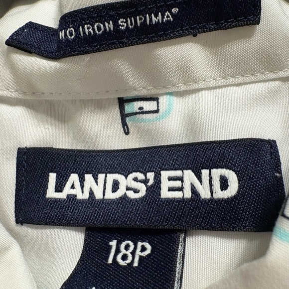 Lands' End women's white sleeveless blouse,  colorful camper van pattern. - Picture 6 of 7